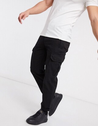 topman cargo trousers in black