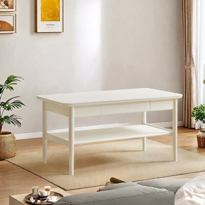 Solid wood double-layer rock plate coffee table