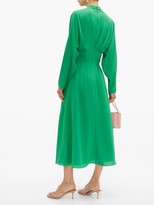 Thumbnail for your product : Emilia Wickstead Autumn Pleated High-neck Crepe Midi Dress - Green