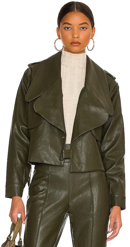 plus size olive green leather jacket