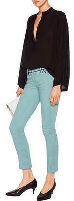 Roberto Cavalli Mid-Rise Faux Leather-Trimmed Skinny Jeans