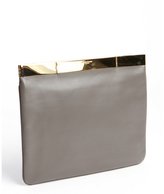 Thumbnail for your product : Saint Laurent earth tone leather gold trimmed clutch