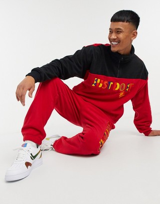 Nike Re-Issue JDI half zip sweatshirt in black/red - ShopStyle