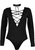 Thumbnail for your product : boohoo Tall Talie Scuba Lace Up Plunge Body With Choker