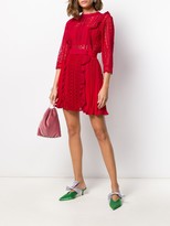 Thumbnail for your product : Self-Portrait Lace Detail Belted Mini Dress