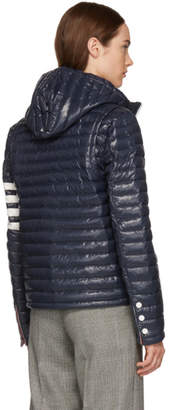 Thom Browne Navy Quilted Hooded Down Jacket