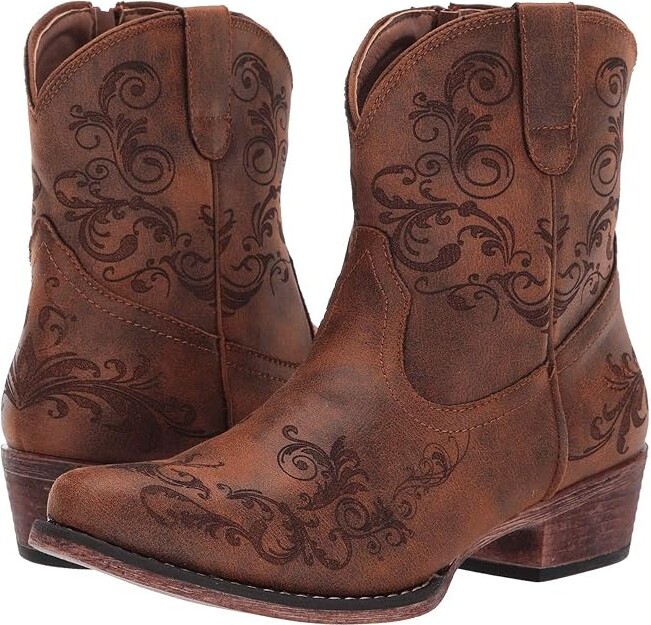 Roper Short Stuff (Vintage Cognac Faux Leather) Cowboy Boots ShopStyle