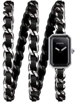Chanel Première Rock Stainless Steel & Leather Triple-Wrap Bracelet Watch