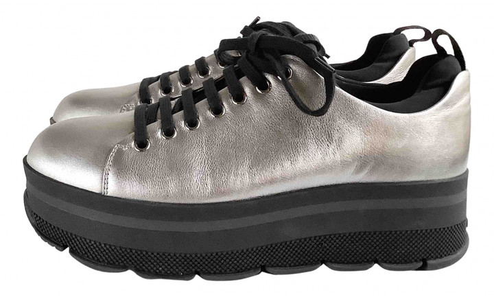 silver prada trainers
