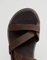 Thumbnail for your product : ASOS DESIGN Sandals In Brown Leather With Tape Straps