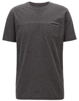 BOSS Hugo Melange cotton T-shirt pocket detail L Black