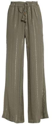 Joie Metallic Striped Silk-Blend Wide-Leg Pants