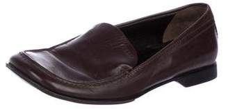 Prada Leather Square-Toe Loafers