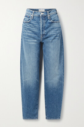 Mother The Curbside Cropped High-rise Tapered Jeans - Blue
