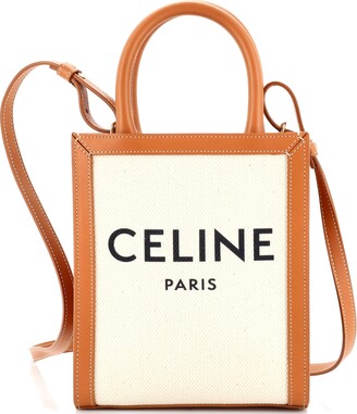 Celine Triomphe Small Vertical Cabas Bag in White - ShopStyle