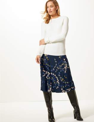 Marks and Spencer Printed Jersey A-Line Midi Skirt