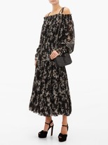 Thumbnail for your product : Norma Kamali Floral-print Tiered Off-the-shoulder Midi Dress - Black Print