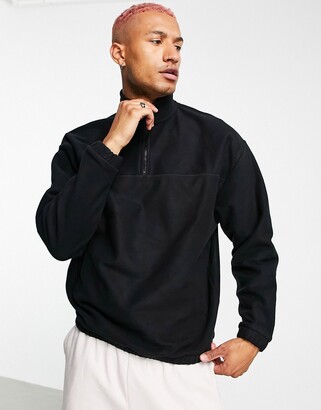ASOS DESIGN co-ord oversized polar fleece sweatshirt with half zip in black  - ShopStyle Jumpers & Hoodies