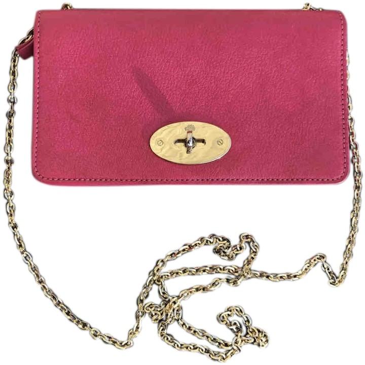 pink leather clutch bag