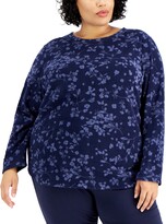 Thumbnail for your product : Karen Scott Plus Size Printed Micro-Fleece Sweatshirt, Created for Macy's