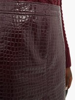 Thumbnail for your product : Tibi Crocodile-effect Patent Midi Skirt - Burgundy