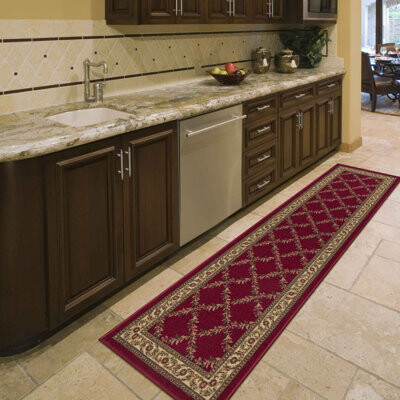 Ottomanson Non-Slip Trellis Area Rug For Living Room, Hallway Runner, Entryway Rug, Red