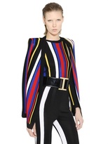Thumbnail for your product : Balmain Belted Striped Viscose Knit Jacket