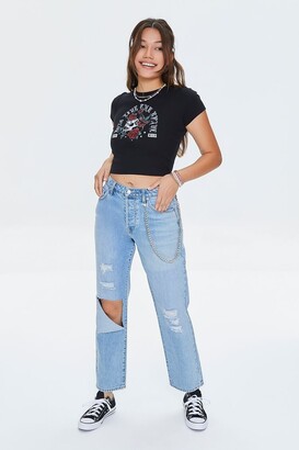 Forever 21 Long Live The Brave Graphic Cropped Tee