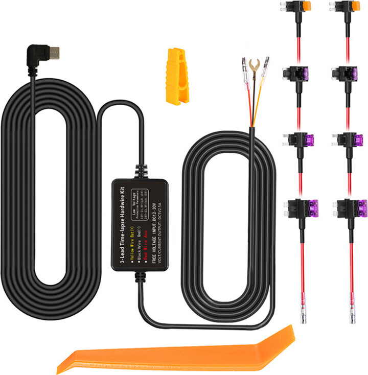 OBD Buck Line for Dash Cam Reaview Mirror 24h Parking Monitoring Blow Down Line Mini Type-C MCIRO car Charger Wire Kit