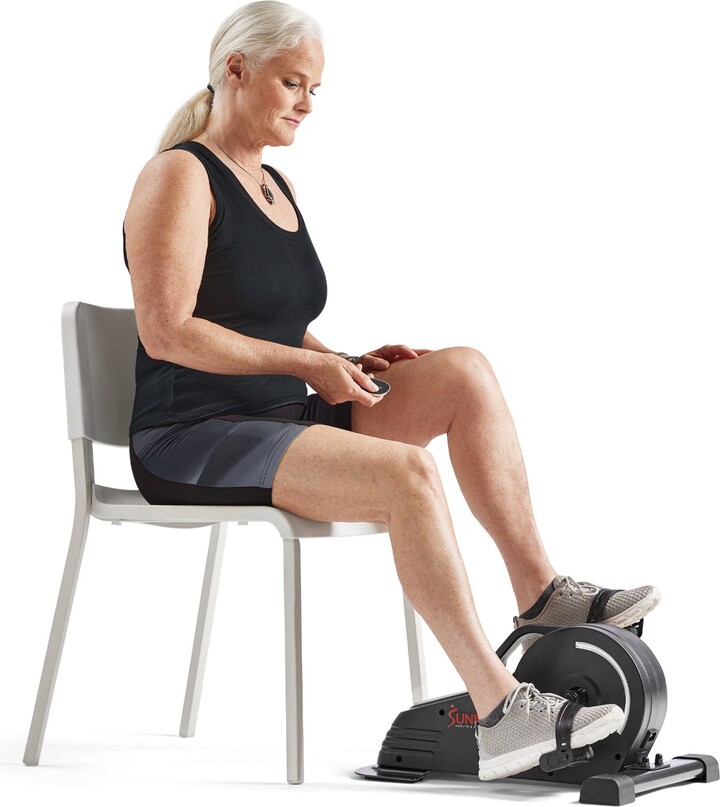 Sunny Health & Fitness 2-in-1 Smart Pedal Exerciser, Motorized Under Desk Exercise Peddler, Mini Bike with Exclusive SunnyFit App Bluetooth Connectivi