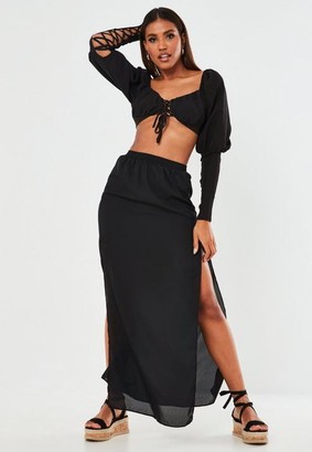 black split maxi skirt