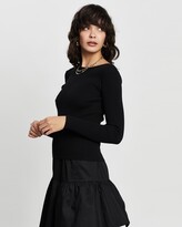 Thumbnail for your product : Staple the Label - Women's Black Jumpers - Ribbed Boat Neck Top - Size 8 at The Iconic