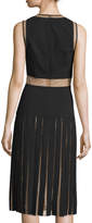 Thumbnail for your product : Michael Kors Collection Sleeveless Pleated Dress W/Lace Insets, Black