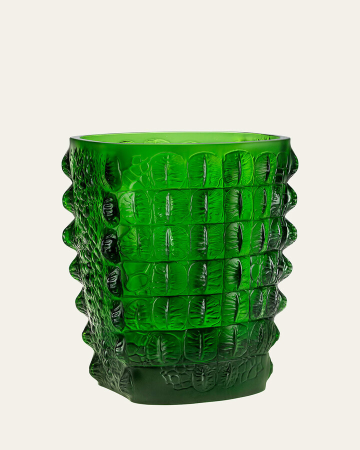 Lalique Croco Vase, 10"