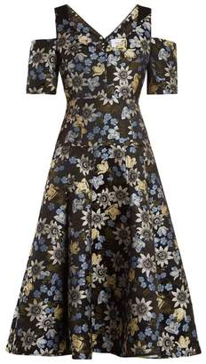 Erdem Yamal Floral Jacquard Dress - Womens - Black Multi