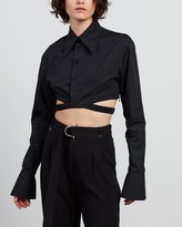 Thumbnail for your product : Nicola Finetti Women's Black Cropped tops - Lily Elastic Belt Shirt