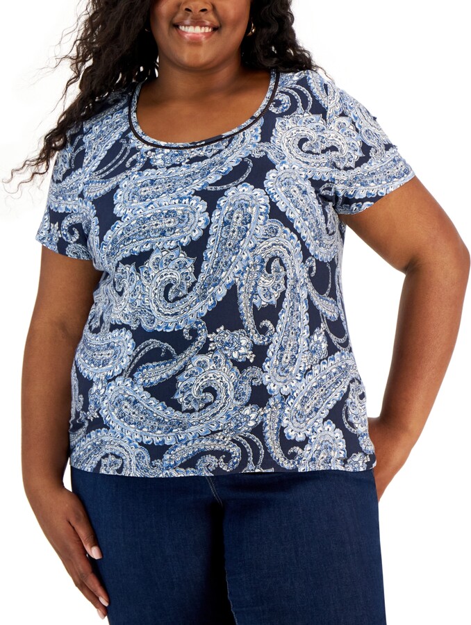 Tommy Hilfiger Women's Blue Plus Size Tops | ShopStyle