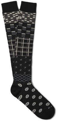 Etro Patterned Stretch Cotton-blend Over-the-calf Socks