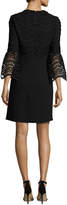 Thumbnail for your product : Lela Rose Bell-Sleeve Lace-Bodice Tunic Dress, Black