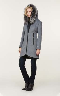 Soia & Kyo CHARLENA slim-fit wool coat with removable silver fur
