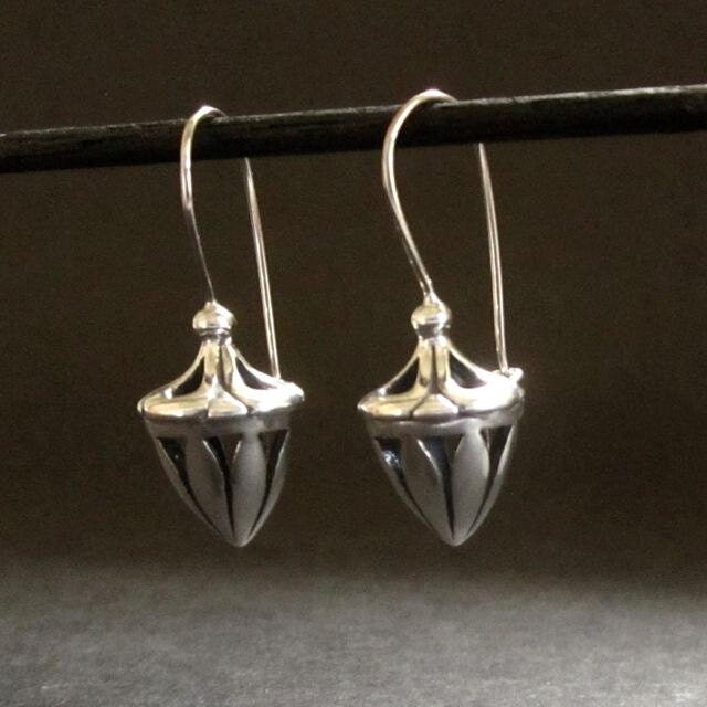 Etsy sterling Acorn Earrings 14K White Wires 3-D Handmade in Usa