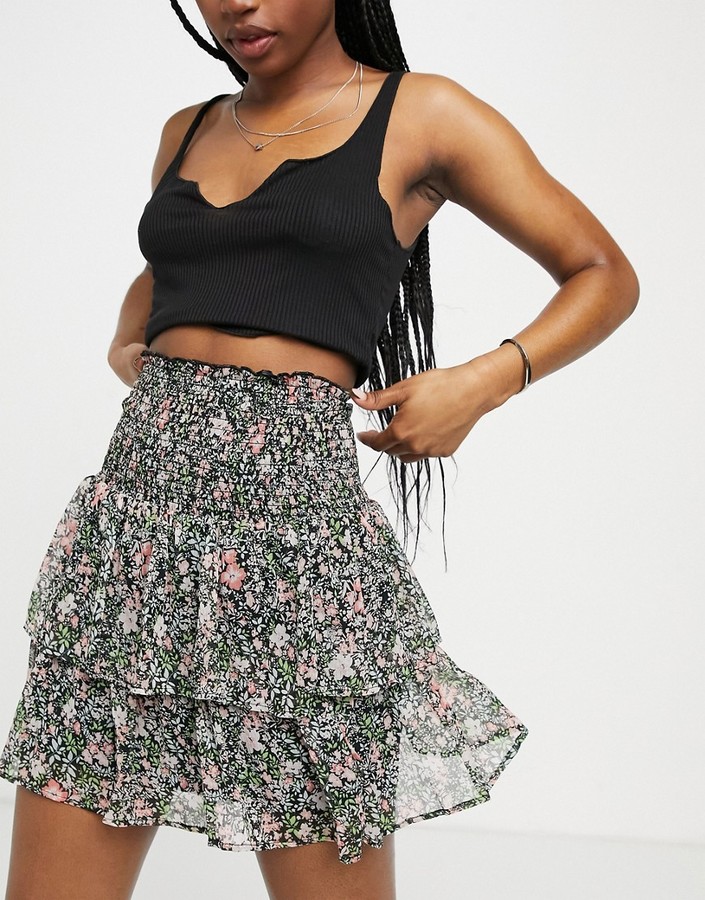 Miss Selfridge rara skirt in black ditsy floral ShopStyle