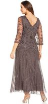 Thumbnail for your product : Pisarro Nights Plus Size Three-Quarter-Sleeve Beaded Gown