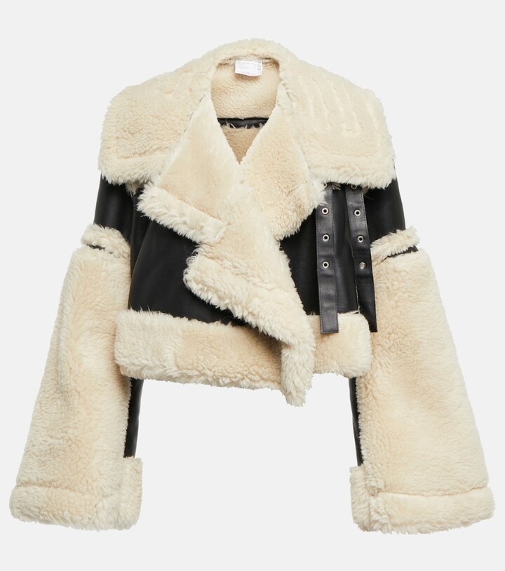 Sacai Faux shearling cropped jacket - ShopStyle