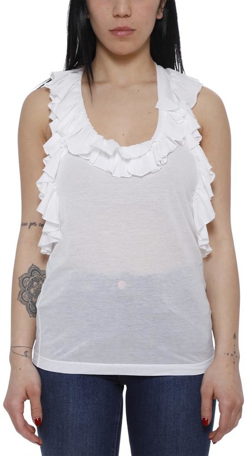 white ruffle vest top