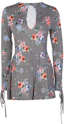 boohoo Check And Floral Tee Style Playsuit