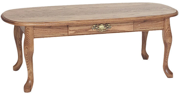 The Oak Furniture Shop Solid Oak Queen Anne Coffee Table with Drawer ...