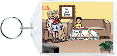 Printed Perfection Personalized Grandma & Grandpa Reading 1 boy Acrylic Key Chain