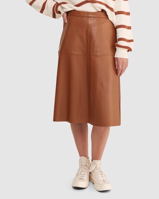 Sportscraft Women's Brown Leather skirts - Fleur Leather Skirt