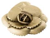 Thumbnail for your product : Chanel Metallic Leather Camellia Brooch